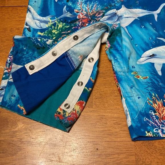 Baby Boys 12 Month Maui Boy Dolphin Under the Sea Reef Overalls 100% Cotton Blue - Picture 3 of 8